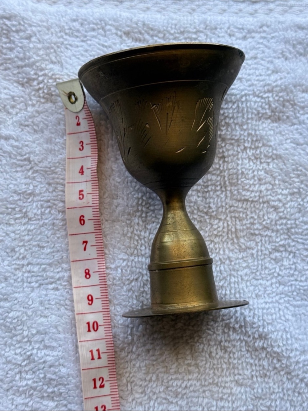 Imported Vintage Hand-Engraved Brass Candlestick Holder – 9.5” Tall - Picture 7 of 11